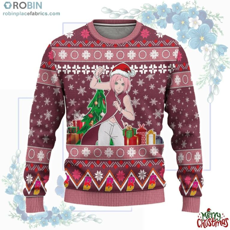 Sakura Uchiha Anime Ugly Christmas Sweater Custom Boruto