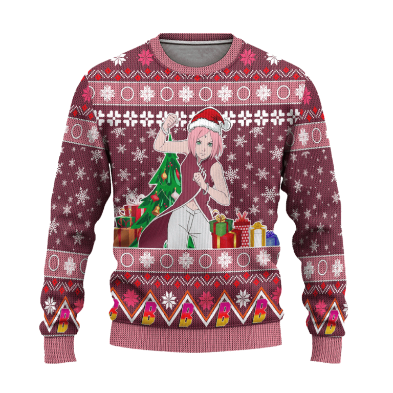 Sakura Uchiha Anime Ugly Christmas Sweater Custom Boruto Xmas Gift