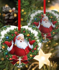 santa claus is coming christian wreath heart ornament 1 YNuo5