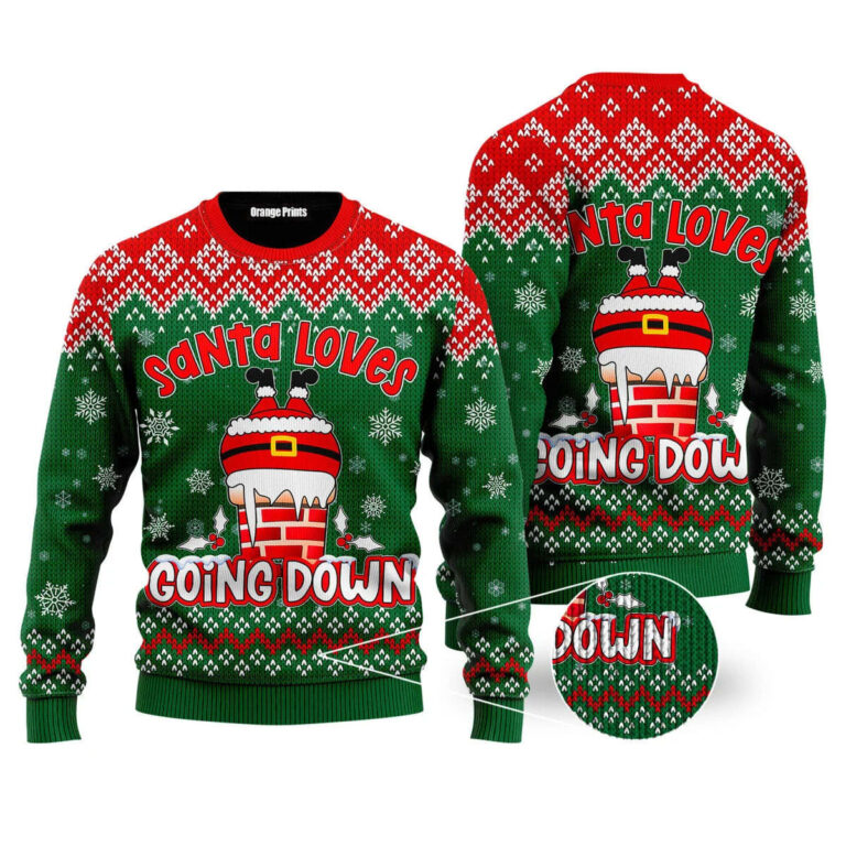 Santa Loves Going Down Funny Ugly Christmas Sweatshirt, Sweater