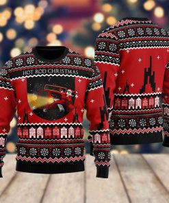 Santa Riding Hot Rod Christmas Ugly Sweatshirt, Sweater