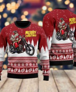 Santa Riding Motorbike To Holiday Christmas Ugly Sweatshirt, Sweater Santa Riding Motorbike To Holiday Christmas Ugly Sweatshirt, Sweater