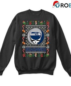 Seattle Seahawks X Grateful Dead Ugly Christmas Sweatshirt Seattle Seahawks X Grateful Dead Ugly Christmas Sweatshirt