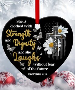 she is clothed with strength and dignity special daisy heart ornament 1 kPuDM