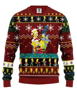 simpson family ugly christmas sweatshirt red brown 1 oaYxR