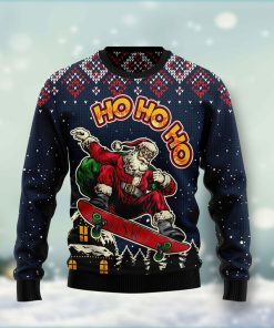 Skater Santa Claus Ho Ho Ho Christmas Ugly Sweatshirt, Sweater