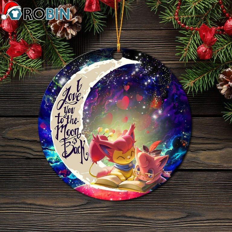Skitty And Jigglypuff Pokemon Love You To The Moon Galaxy Ornament – Christmas Decorations