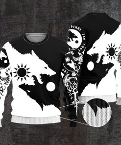 Skoll And Hati Viking Wolf Christmas Ugly Sweatshirt, Sweater