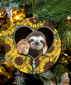 sloth cute sunflower zipper ornament christmas decorations 1 ct5enu