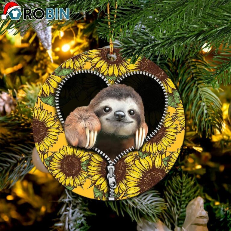 Sloth Cute Sunflower Zipper Ornament – Christmas Decorations