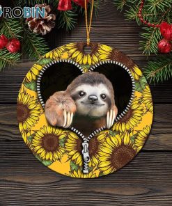 Sloth Cute Sunflower Zipper Ornament – Christmas Decorations Sloth Cute Sunflower Zipper Ornament – Christmas Decorations