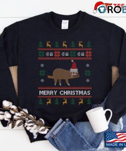 Sloth Ugly Christmas Sweatshirt Slow Sloth Santa Christmas Gift Sweatshirt