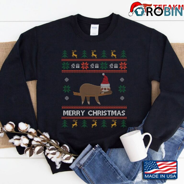 Sloth Ugly Christmas Sweatshirt Slow Sloth Santa Christmas Gift Sweatshirt