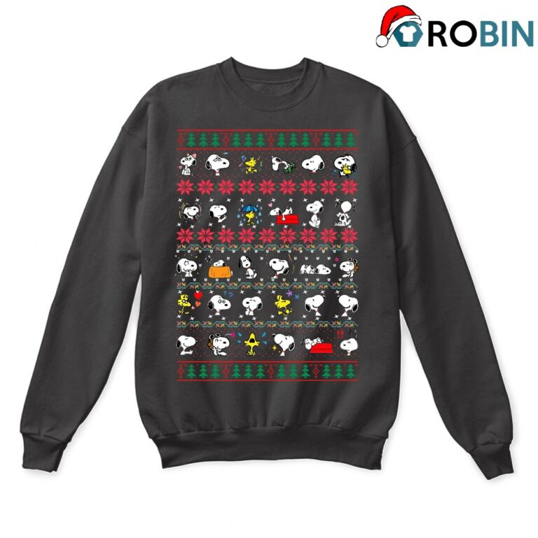 Snoopy Cute Emoji The Peanuts Stickers Ugly Christmas Sweatshirt