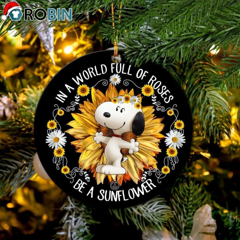 Snoopy In A World Full Of Roses Christmas Ornament