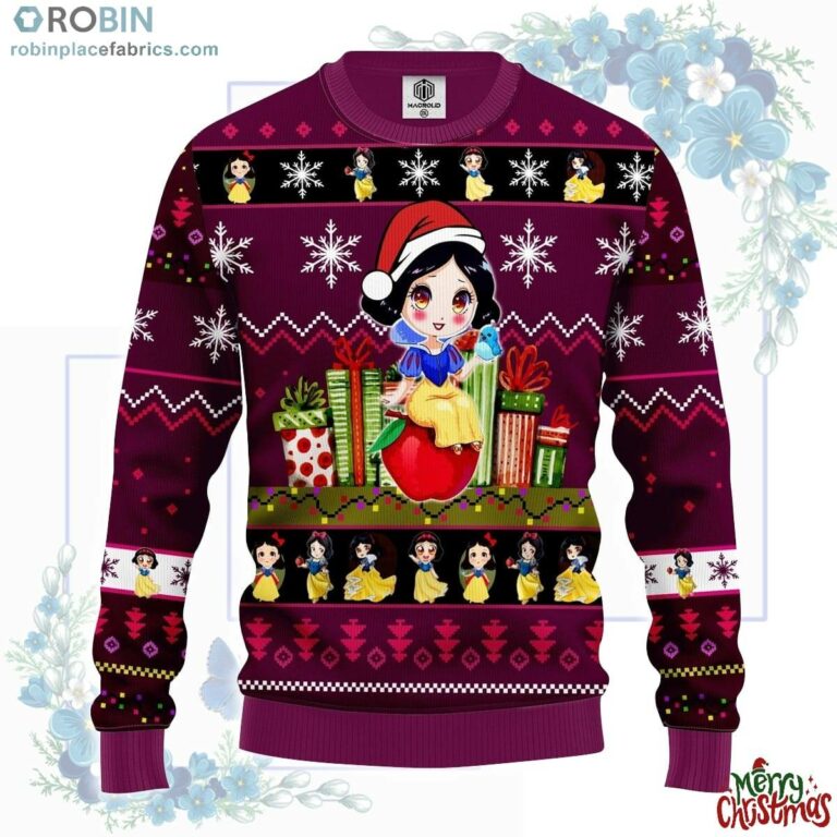 Snow White Ugly Christmas Sweater Purple Pink