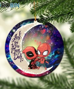 spiderman and deadpool couple love you to the moon galaxy christmas ornament 1 gkx8n6