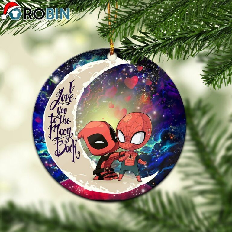 Spiderman And Deadpool Couple Love You To The Moon Galaxy Christmas Ornament