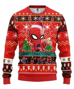 spiderman chibi ugly christmas sweatshirt red 1 RD9gp