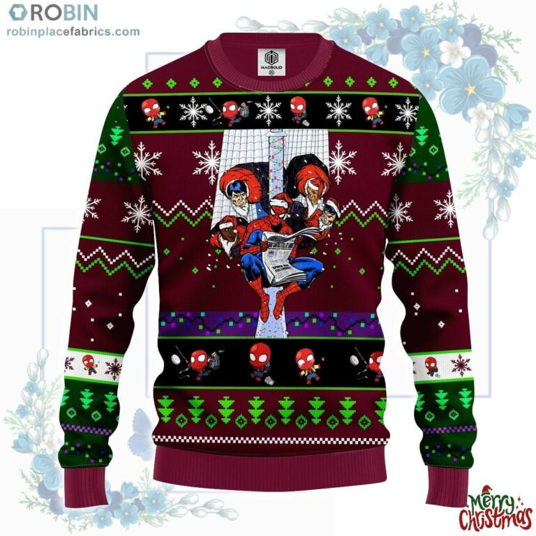 Spiderman Ugly Christmas Sweater Purple Pink