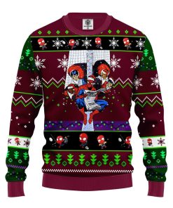 spiderman ugly christmas sweatshirt purple pink 1 4rylT