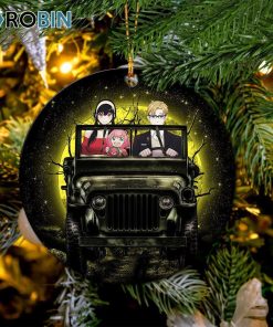 spy x family yor and anya ride jeep moonlight halloween funny ornament christmas decorations 1 fy36hb