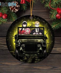 Spy x Family Yor And Anya Ride Jeep Moonlight Halloween Funny Ornament – Christmas Decorations