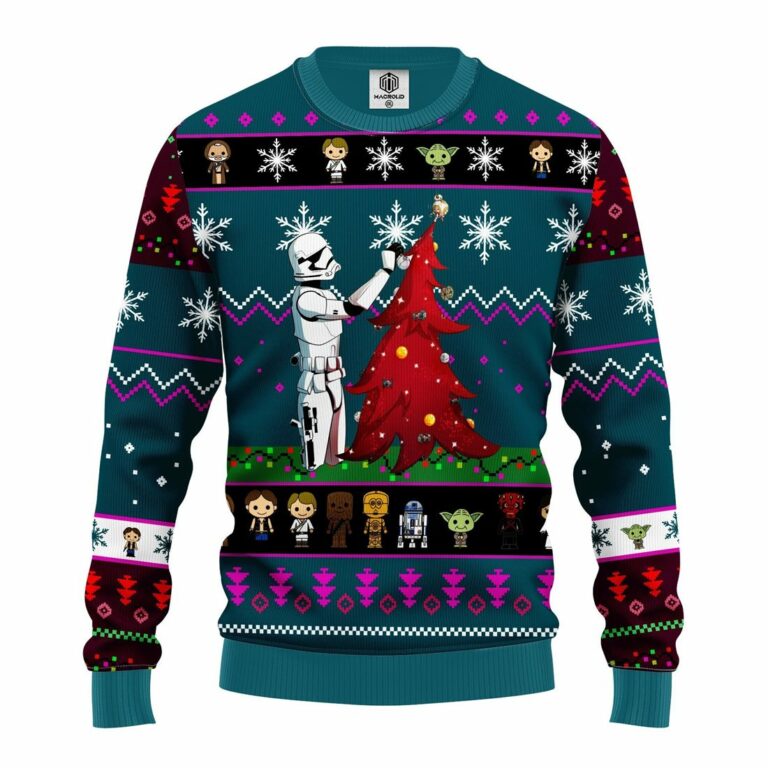 Star Wars And Tree Ugly Christmas Sweater Blue