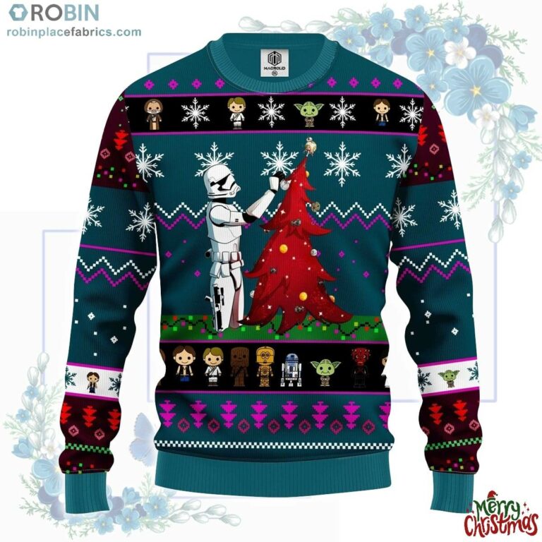 Star Wars And Tree Ugly Christmas Sweater Blue