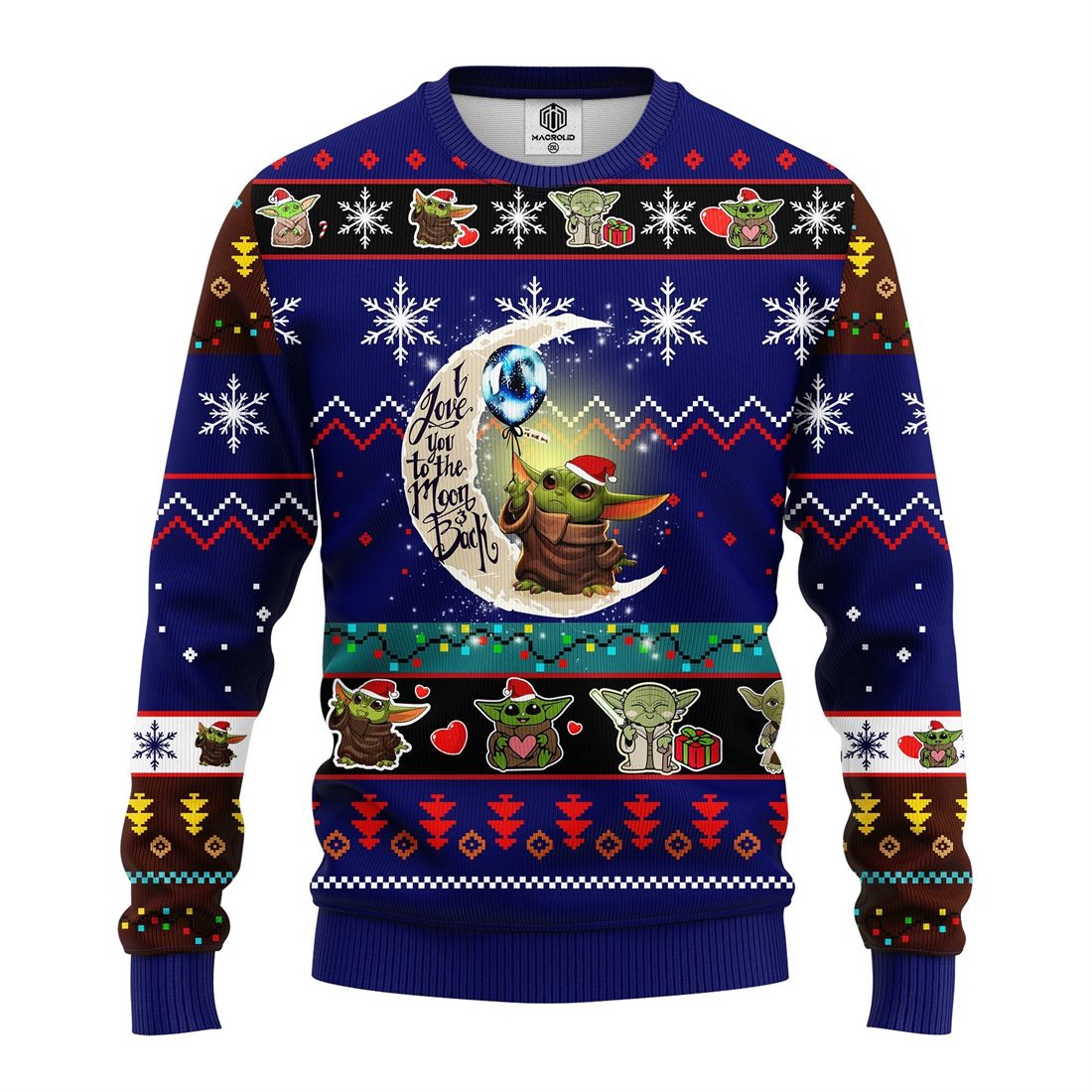 Star Wars Baby Yoda Cute Ugly Christmas Sweatshirt Blue - RobinPlaceFabrics