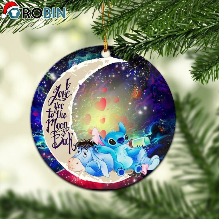 Stitch And Eeyore Couple Love You To The Moon Galaxy Ornament – Christmas Decorations