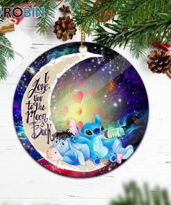 Stitch And Eeyore Couple Love You To The Moon Galaxy Ornament – Christmas Decorations