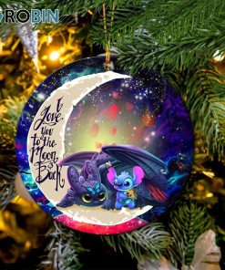 Stitch And Toothless Love You To The Moon Galaxy Christmas Ornament