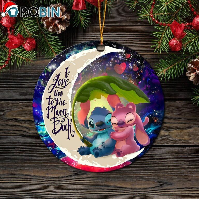 Stitch Angel Love You To The Moon Galaxy Christmas Ornament