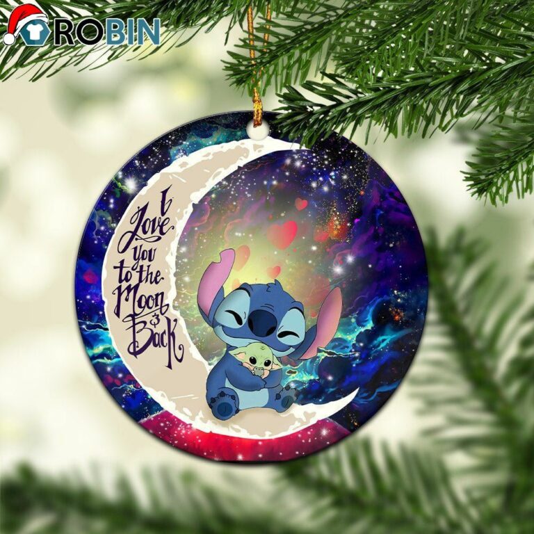 Stitch Hold Baby Yoda Love You To The Moon Galaxy Circle Ornament – Christmas Decorations