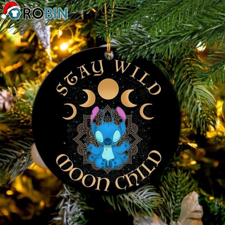 Stitch Stay Wild Moon Child Circle Ornament – Christmas Decorations