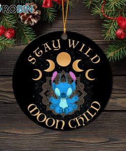 Stitch Stay Wild Moon Child Circle Ornament – Christmas Decorations