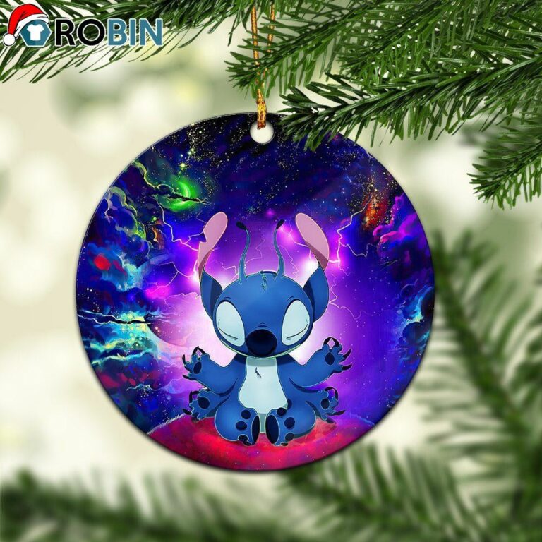Stitch Yoga Love You To The Moon Galaxy Christmas Ornament