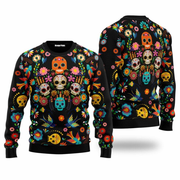 Sugar Skull Ugly Christmas Sweatshirt, Sweater