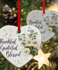 Thankful, Grateful And Blessed Elegant Christian Heart Ornament Thankful, Grateful And Blessed Elegant Christian Heart Ornament