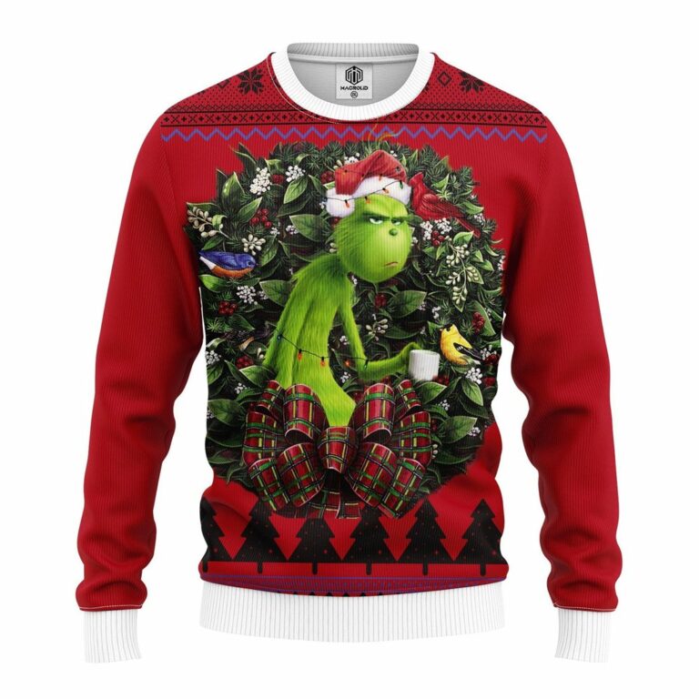 The Grinch With Cup Noel Mc Ugly Christmas Sweater
