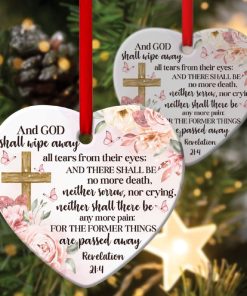 There Shall Be No More Death Flower And Cross Heart Ornament There Shall Be No More Death Flower And Cross Heart Ornament