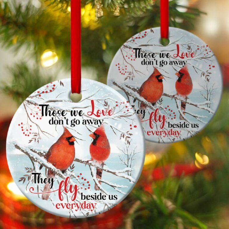 They Fly Beside Us Everyday Cardinal Bird Circle Ornament