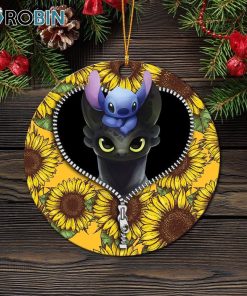 Toothless And Stitch Sunflower Zipper Christmas Ornament Toothless And Stitch Sunflower Zipper Christmas Ornament