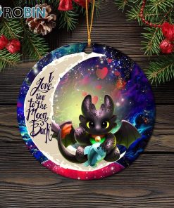 toothless with fish love you to the moon galaxy circle ornament christmas decorations 1 q8apgg