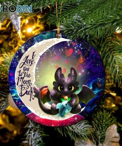 Toothless With Fish Love You To The Moon Galaxy Circle Ornament – Christmas Decorations Toothless With Fish Love You To The Moon Galaxy Circle Ornament – Christmas Decorations