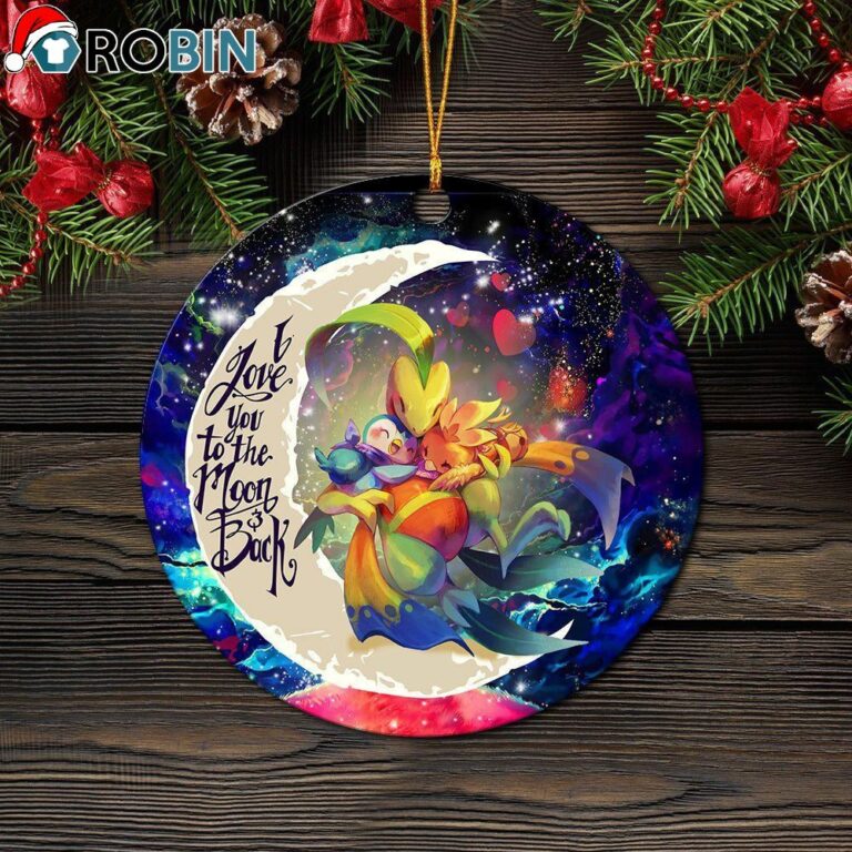 Torchic Grovyle Piplup Pokemon Love You To The Moon Galaxy Christmas Ornament