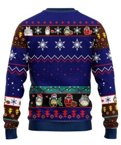 Totoro Ghibli Noel Ugly Christmas Sweater Blue