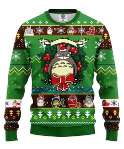 totoro ghibli noel ugly christmas sweatshirt green 1 malkom