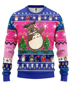 totoro ghibli studio ugly christmas sweater pink 1 n7MzZ